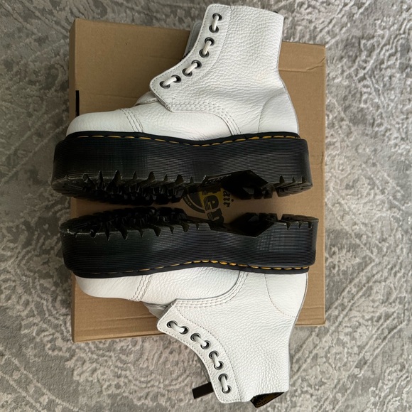Dr. Martens White Leather Platform Zipper Boots - Picture 2 of 6